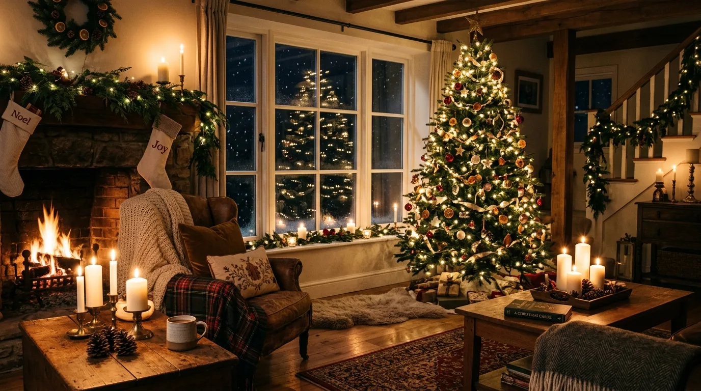 Finish with a home that feels warmly festive inspiration for an indoor Christmas setting.